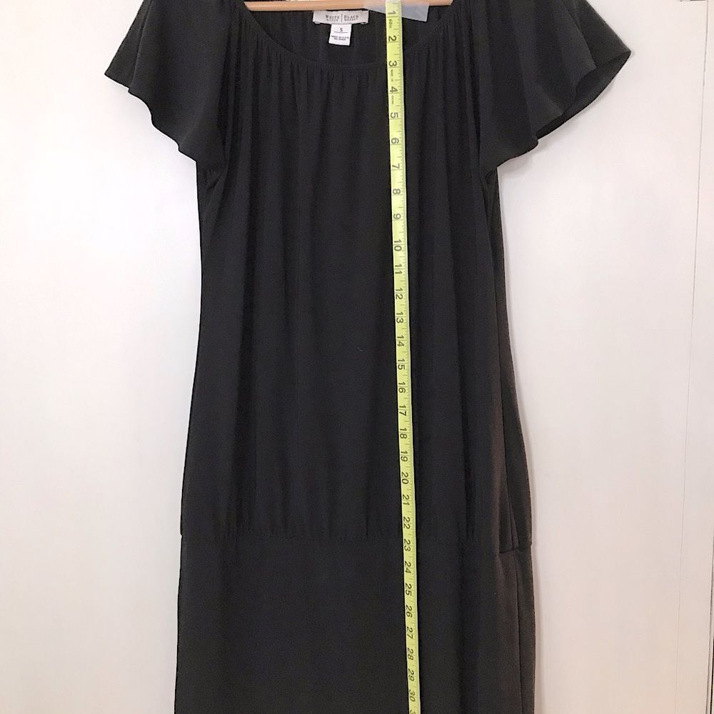 White House Black Market Cap Sleeve Drop Waist Black Dress EUC Small